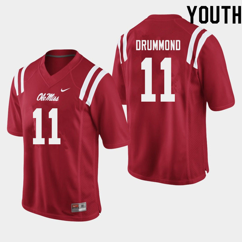 Youth #11 Dontario Drummond Ole Miss Rebels College Football Jerseys Sale-Red
